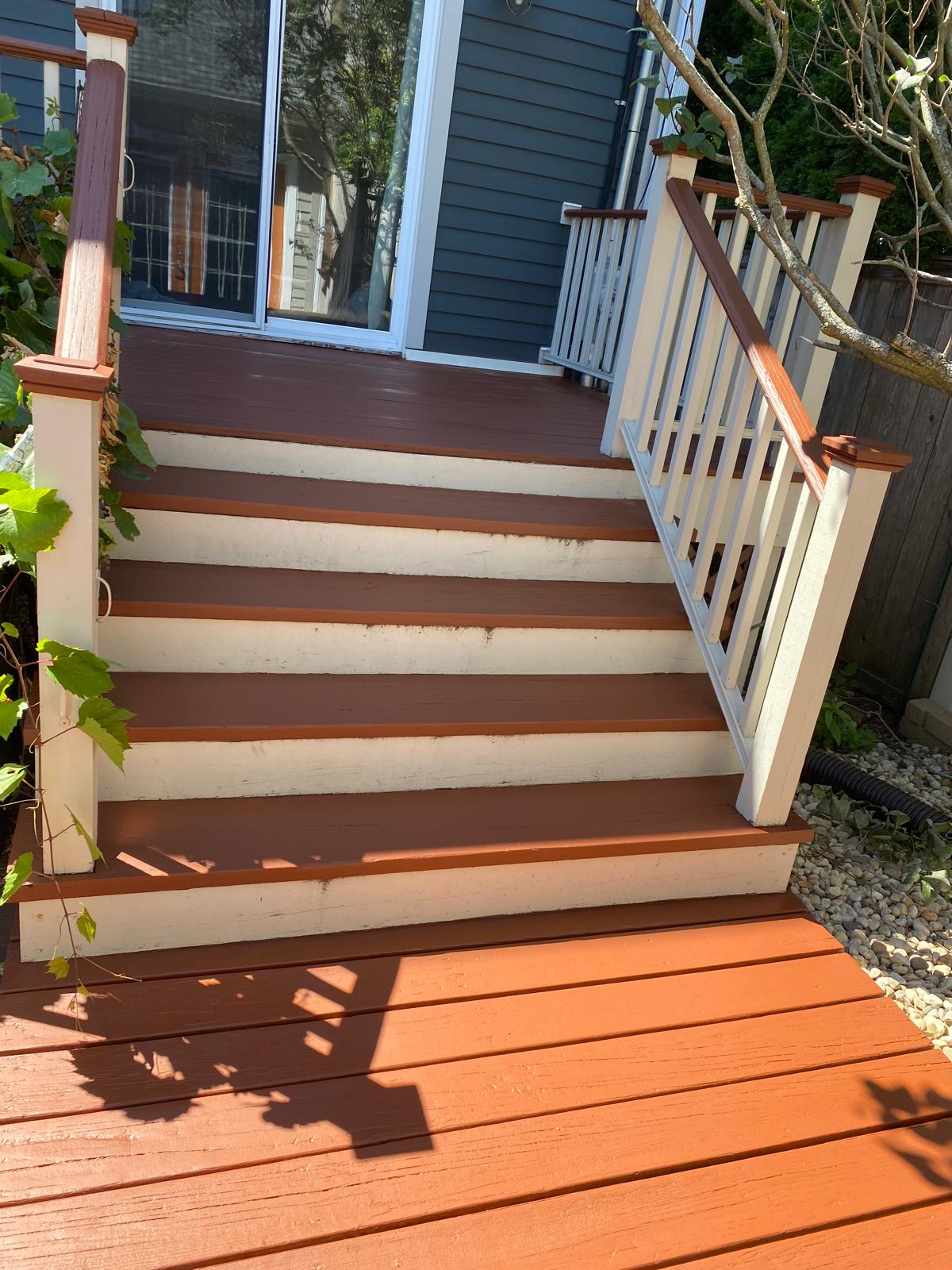Deck stairs staining