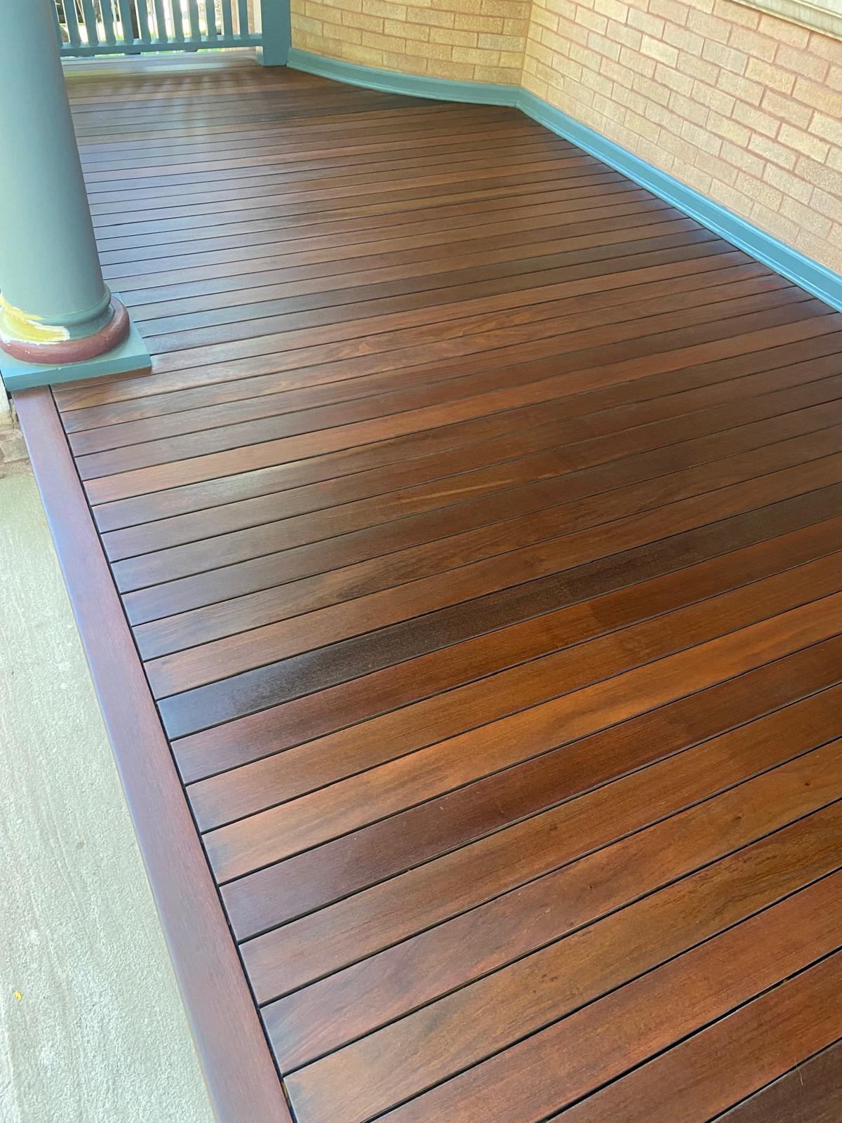 Deck with mahogany stain finish