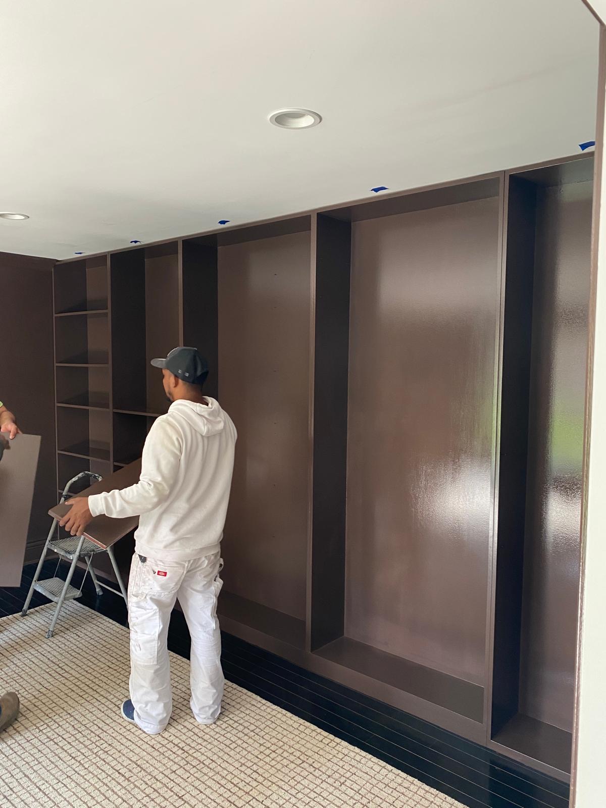 Room with dark gray accent walls